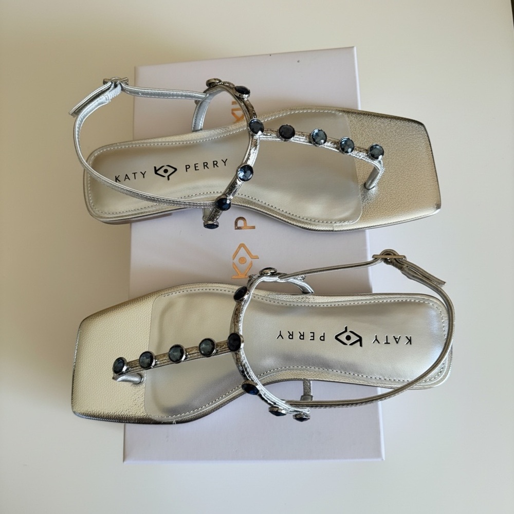 Katy Perry Camie Gemstone Sandal Silver/Blue Gemstones, Size 8.5/38.5 - Picture 3 of 6